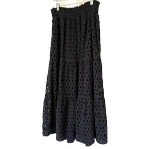 Anthropologie Black Eyelet Maxi Skirt